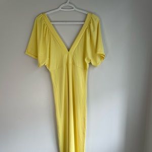 Yellow long silky dress